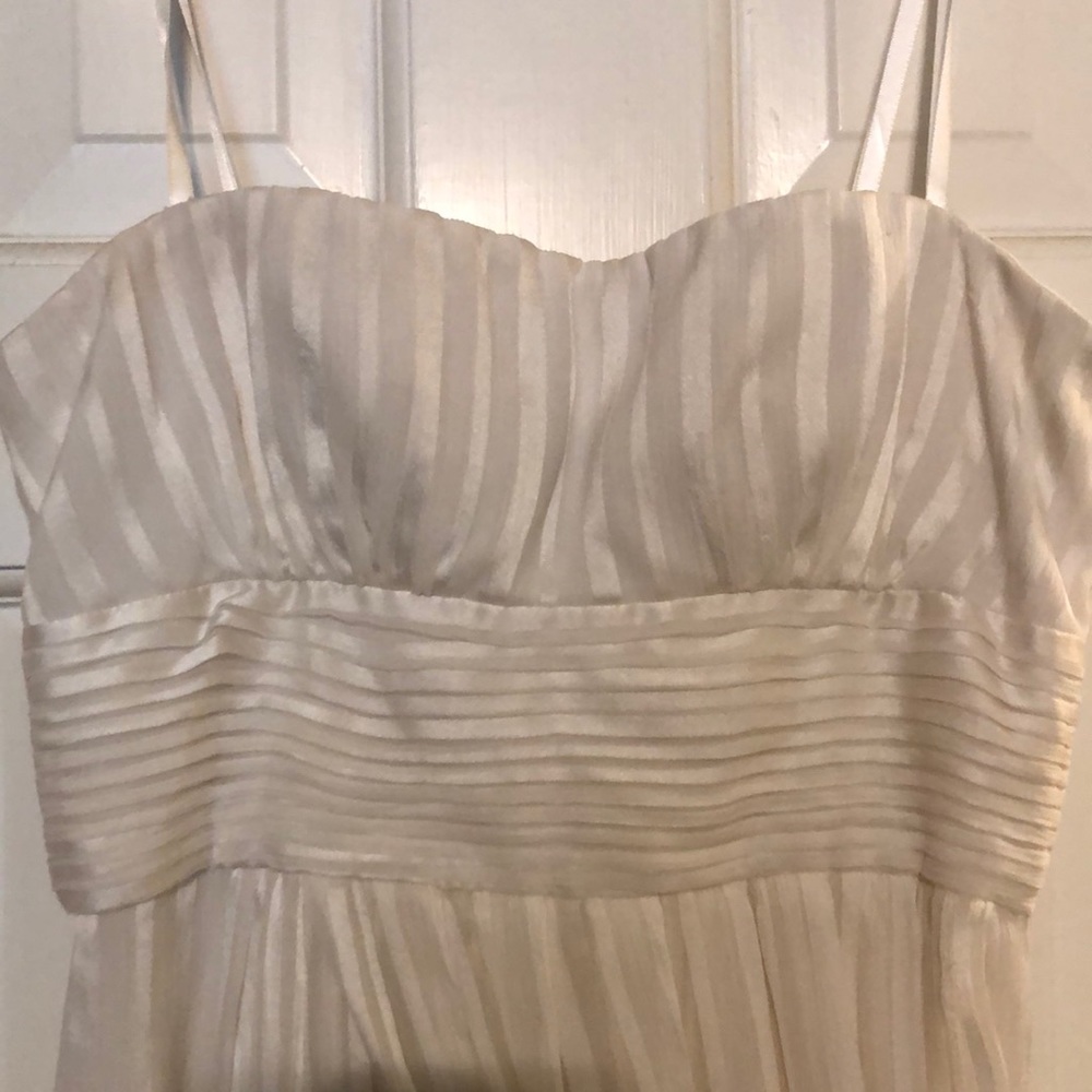 BCBGMaxAzria Cream/White Maxi Dress with Pleated Bodice